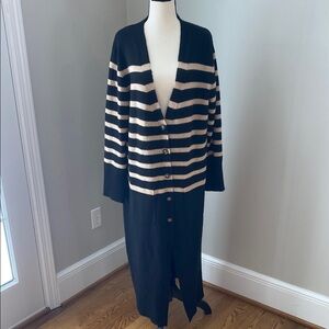 Anthropologie Jesse B maxi sweater cardigan soft neutral quiet luxury softgirl